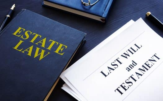Estate law book and last will document