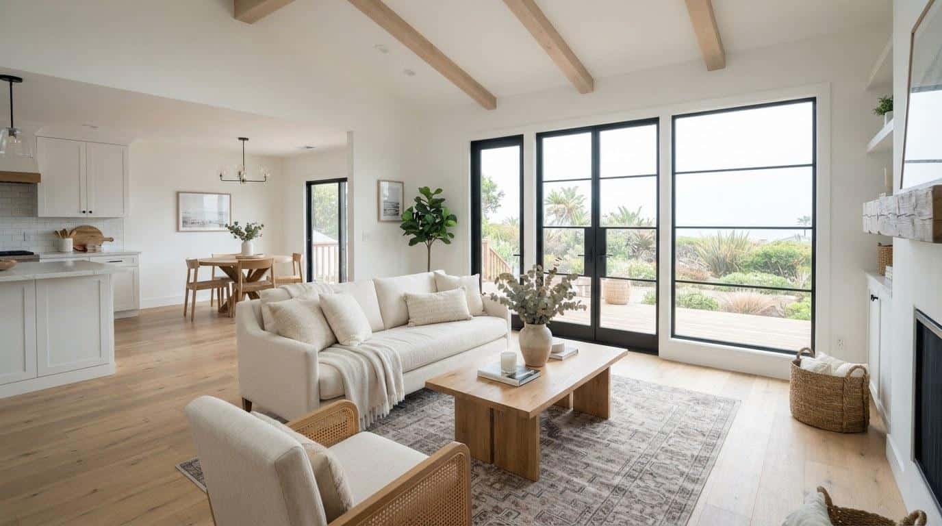 Staged interior of a Carpinteria CA home prepared for sale with natural coastal light and neutral decor